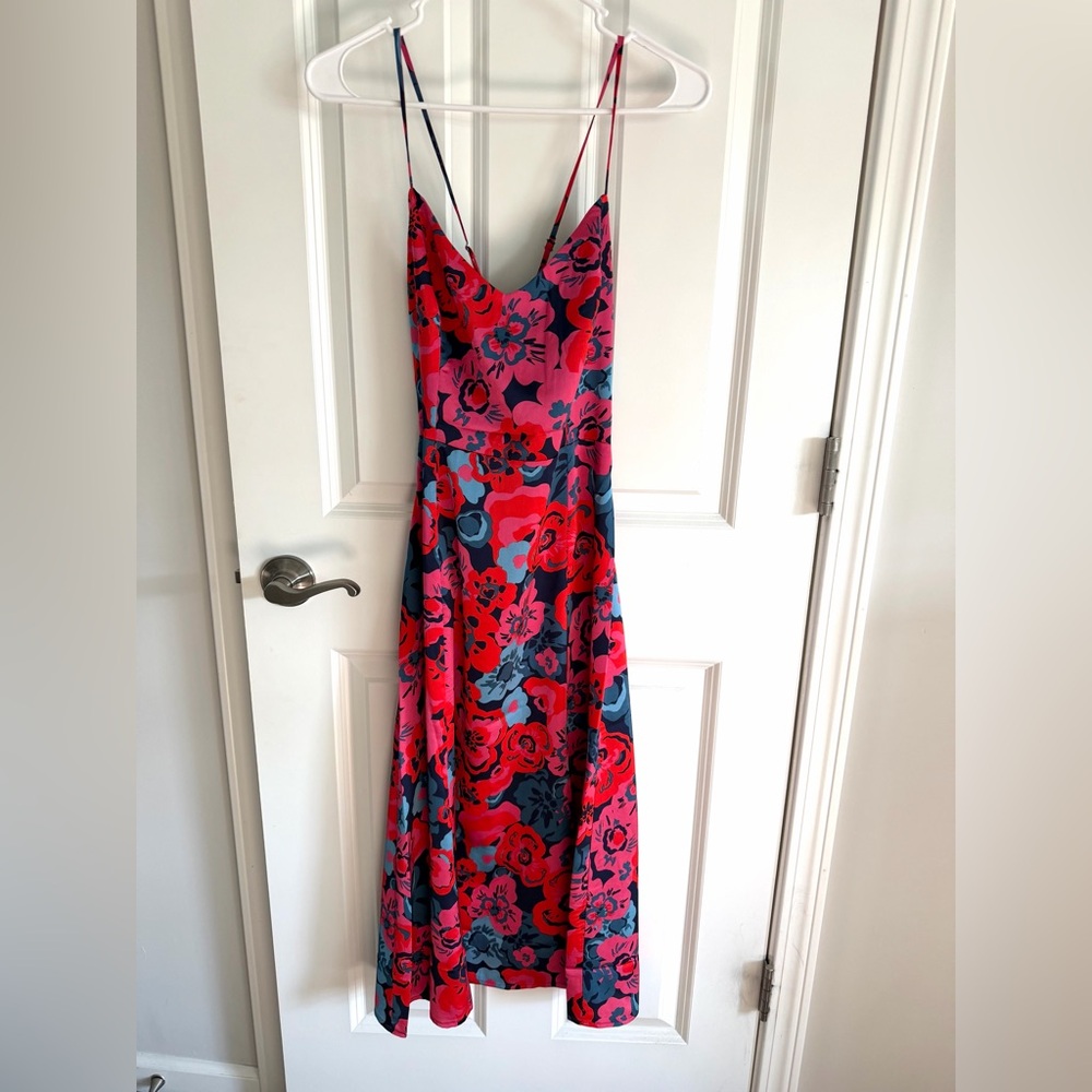 Sugarlips | Pink & Blue Floral Midi Slip Dress - Size Small